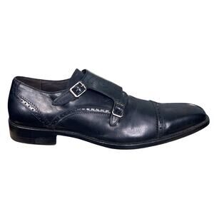 Vintage Mezlan Double Monk Strap Black Leather Dress Shoe Size US 11